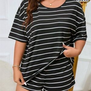 SHEIN Black and White Striped Pajama Set